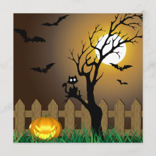 Scary Halloween Garden Scene Inbjudningar