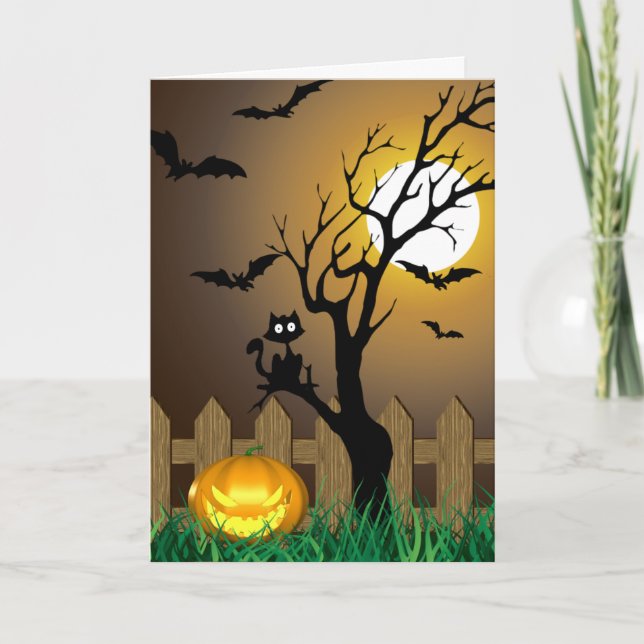 Scary Halloween Garden Scene Kort (Framsida)
