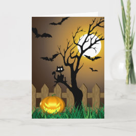 Scary Halloween Garden Scene Kort
