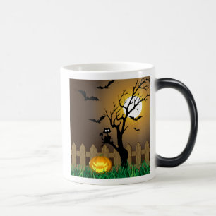 Scary Halloween Garden Scene Magisk Mugg