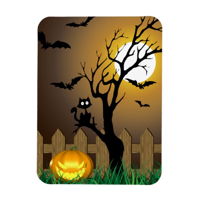 Scary Halloween Garden Scene Magnet (Vertikal)