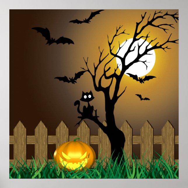 Scary Halloween Garden Scene Poster (Framsidan)