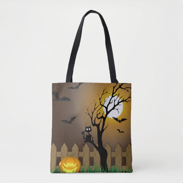 Scary Halloween Garden Scene Tygkasse (Framsida)