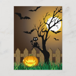 Scary Halloween Garden Scene Vykort