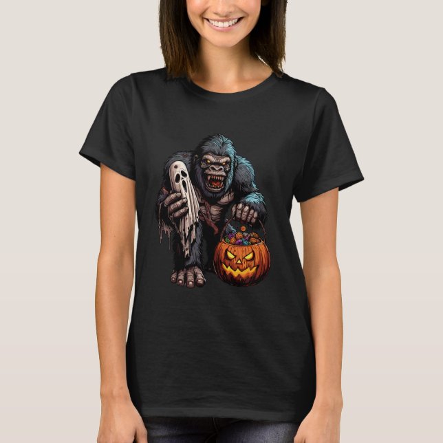 Scary Halloween Gorilla Ghost Spooky Candy Bag 5 T Shirt (Framsida)
