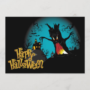 Scary Halloween-hemmet med träd Kort