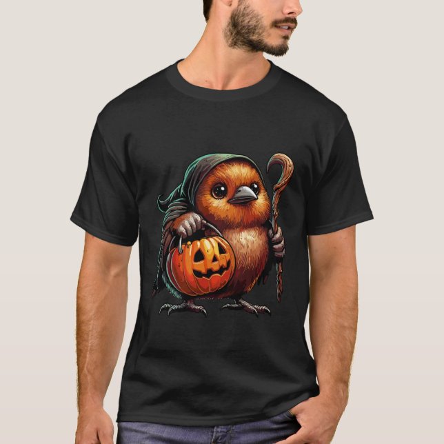 Scary Halloween Kiwi Bird Ghost Spooky Candy Bag 1 T Shirt (Framsida)