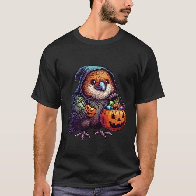 Scary Halloween Kiwi Bird Ghost Spooky Candy Bag 1 T Shirt (Framsida)