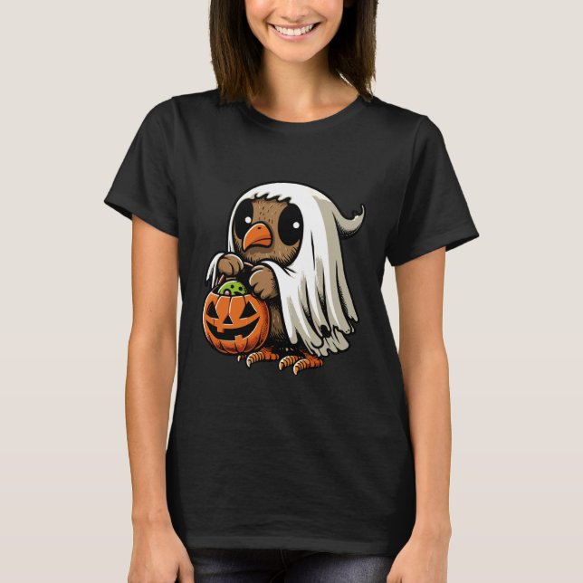 Scary Halloween Kiwi Bird Ghost Spooky Candy Bag 7 T Shirt (Framsida)