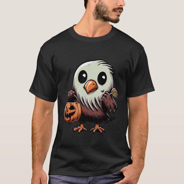 Scary Halloween Kiwi Bird Ghost Spooky Candy Bag 8 T Shirt (Framsida)