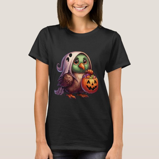 Scary Halloween Kiwi Bird Ghost Spooky Candy Bag 9 T Shirt (Framsida)