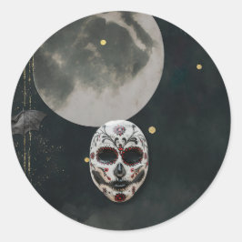 Scary Halloween Mask Sticker Runt Klistermärke