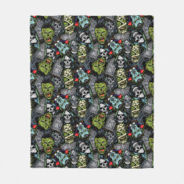 Scary Halloween Monsters Zombies Vampires Mummies Fleecefilt
