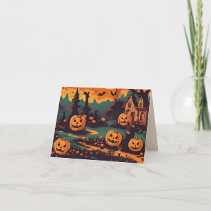 Scary Halloween Natt med Carved Pumpkins Kort