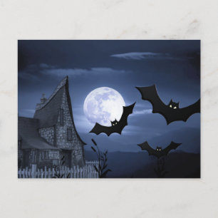 Scary Halloween Natt med Raven Kråka Postcard Vykort