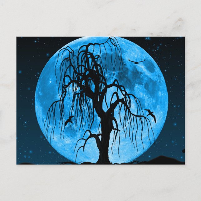 Scary Halloween Natt med Raven Kråka Postcard Vykort (Framsida)