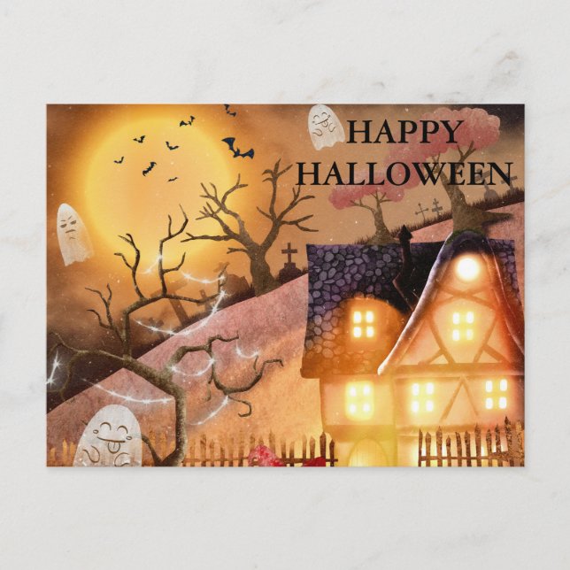 Scary Halloween Natt med Uggla vykort (Framsida)