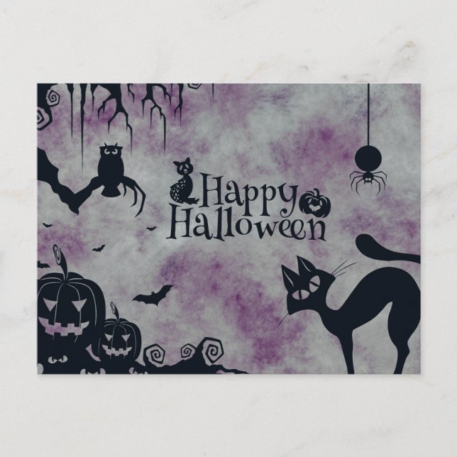Scary Halloween Natt Vykort (Framsida)