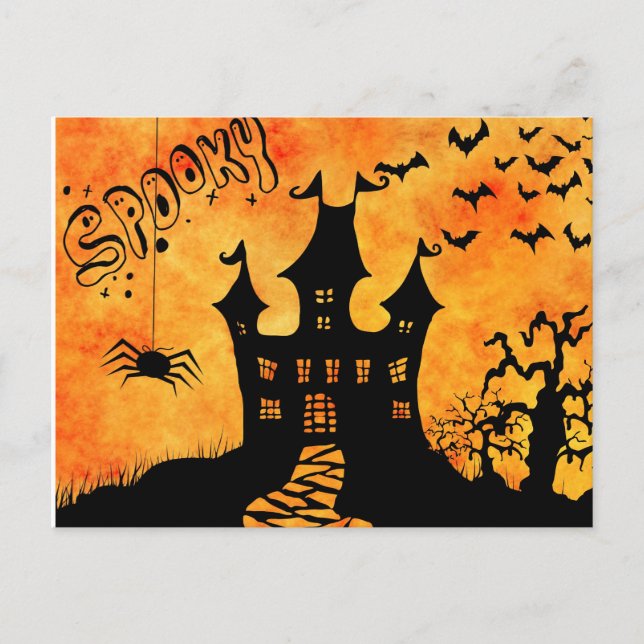 Scary Halloween Natt Vykort (Framsida)