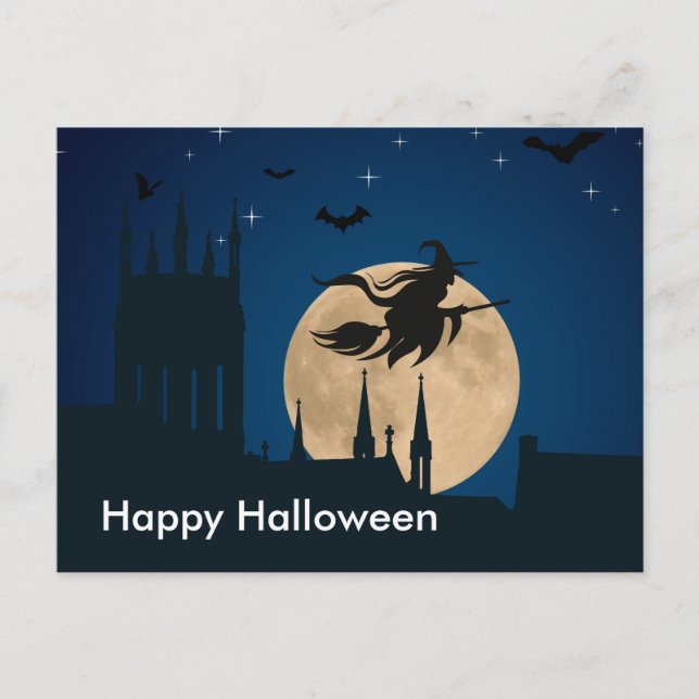 Scary Halloween Natt Vykort (Framsida)
