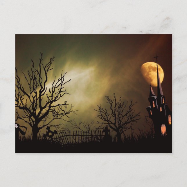 Scary Halloween Natt Vykort (Framsida)