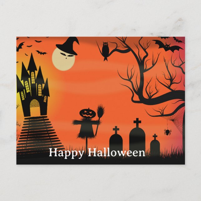 Scary Halloween Natt Vykort (Framsida)