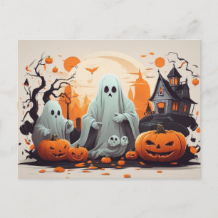 Scary Halloween Night med Raven Kråka Ghost Vykort