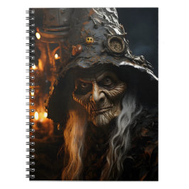 Scary Halloween Old Witch Fantastisk Illustration Anteckningsbok