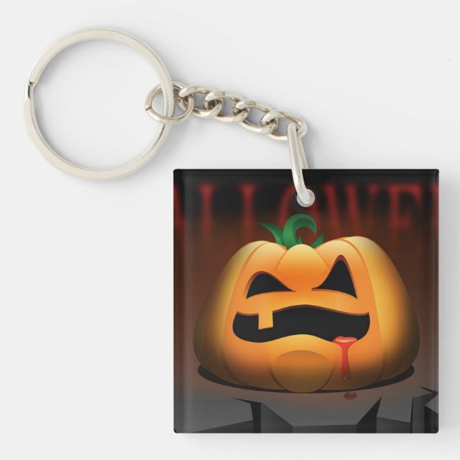 Scary Halloween One Tooth Pumpkin Acrylic Keychain (Framsidan)
