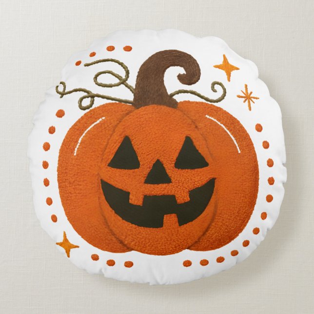 Scary Halloween Pillow - bunden design med Ghost Rund Kudde (Framsidan)