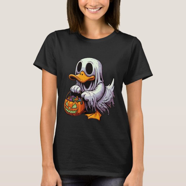 Scary Halloween Platypus Ghost Spooky Candy Bag 1 T Shirt (Framsida)