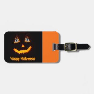 Scary Halloween pumpkin ansikte med ett blått ögon Bagagebricka