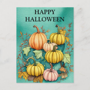 Scary Halloween Pumpkin Autumn Vykort