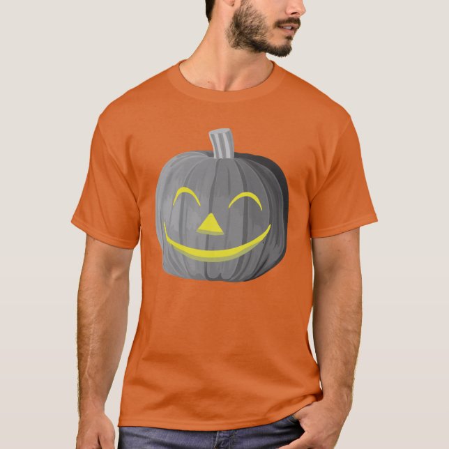 Scary Halloween Pumpkin Black and White T-Shirt (Framsida)