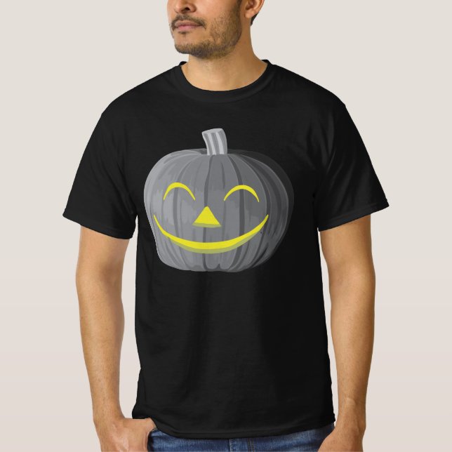 Scary Halloween Pumpkin Black and White T-Shirt (Framsida)