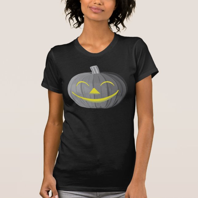 Scary Halloween Pumpkin Black and White T-Shirt (Framsida)