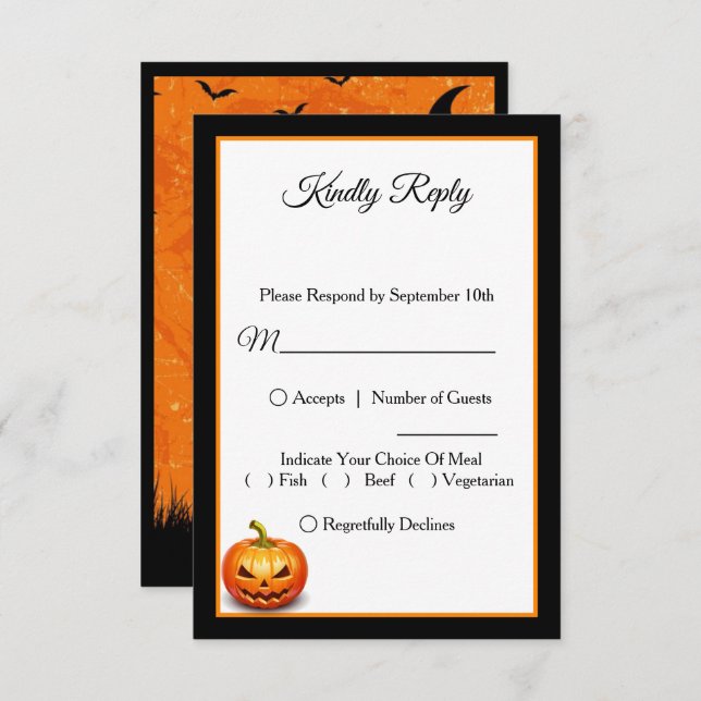 Scary Halloween Pumpkin Bröllop OSA Card Tack Kort (Fram/baksida)