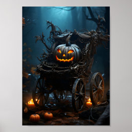 Scary Halloween-Pumpkin i Wheelbarrow Poster
