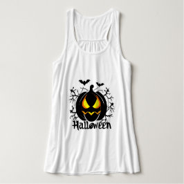 Scary Halloween pumpkin Linne Med Racerback