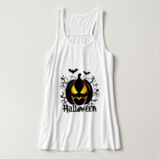 Scary Halloween pumpkin Linne Med Racerback (Design framsida)