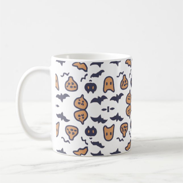 Scary Halloween Pumpkin Mönster Kaffemugg (Vänster)