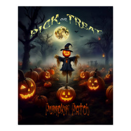 Scary Halloween Pumpkin Patch Perfect Poster