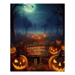 Scary Halloween Pumpkin Patch Perfect Poster