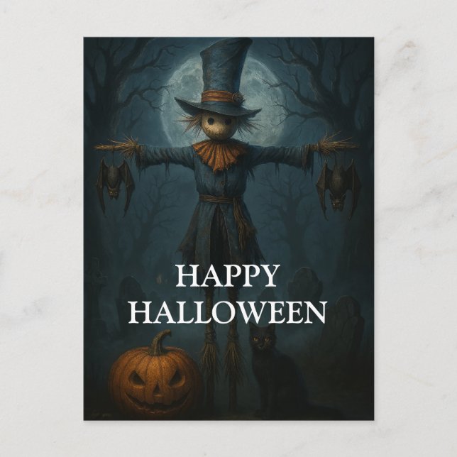 Scary Halloween Pumpkin Witch Scary Night Vykort (Framsida)