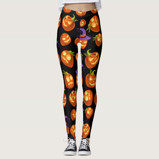 Scary Halloween Pumpkins Leggings (Framsida)