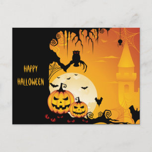 Scary Halloween Pumpkins och Full Moon Vykort