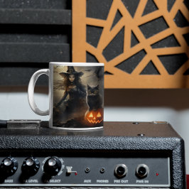 Scary Halloween Pumpkins, Svarta katter och Witche Kaffemugg