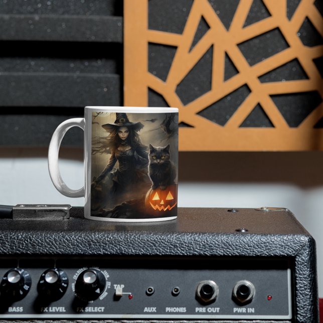 Scary Halloween Pumpkins, Svarta katter och Witche Kaffemugg (Scary Halloween Characters version 59 Mug
)