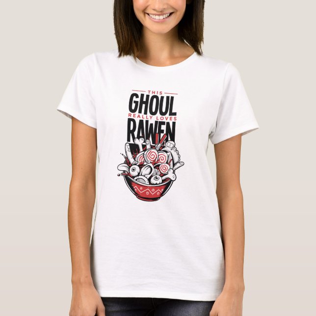 Scary Halloween Rawen Noodles T-Shirt (Framsida)
