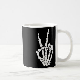 Scary Halloween Skeleton Peace Hand-tecken Kaffemugg